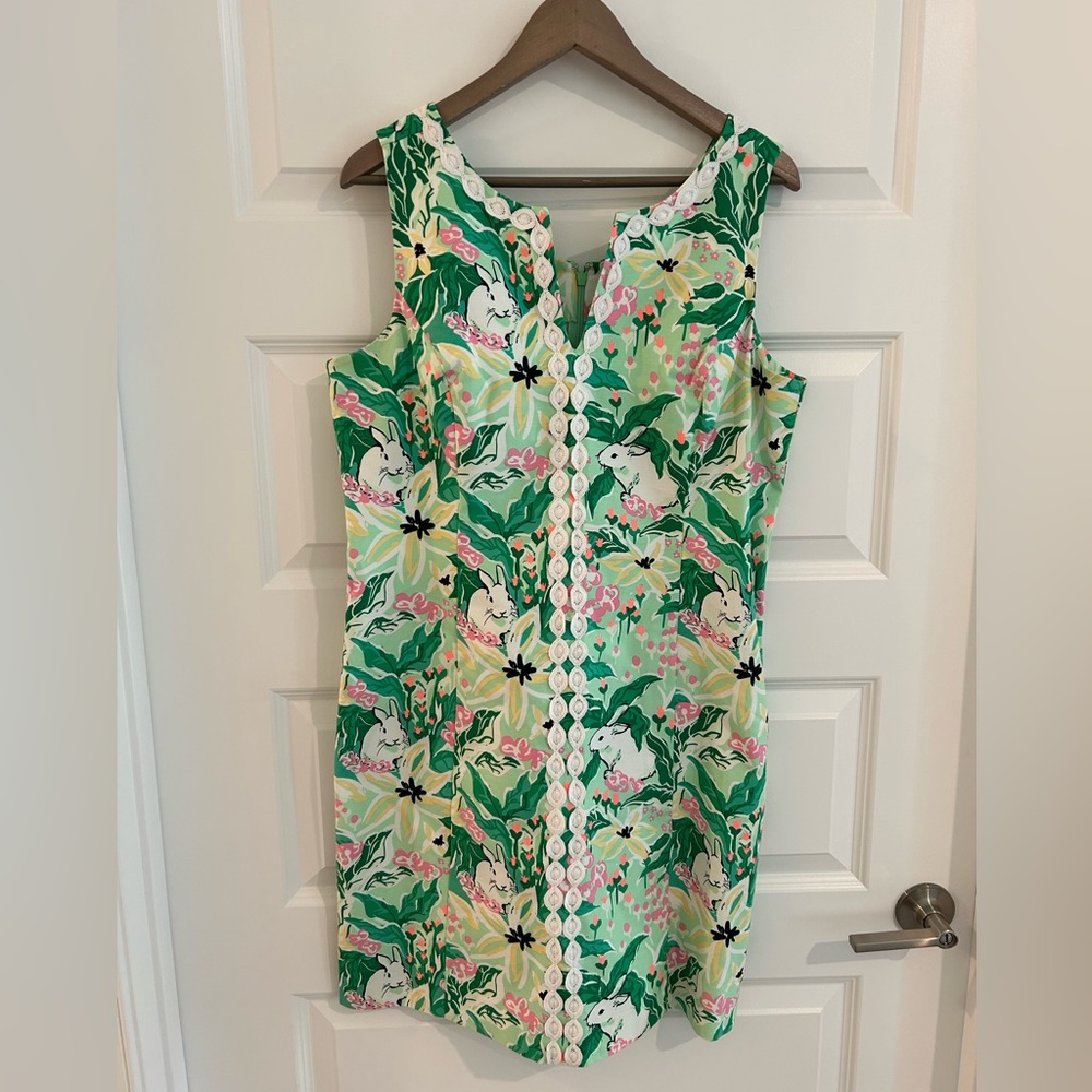 Crown and Ivy Bunny Easter Dress Green White Size 14